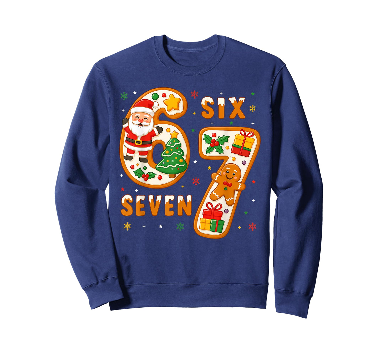 Funny Six Seven 67 Meme 6 7 Santa Christmas Pajamas Kids T-Shirt