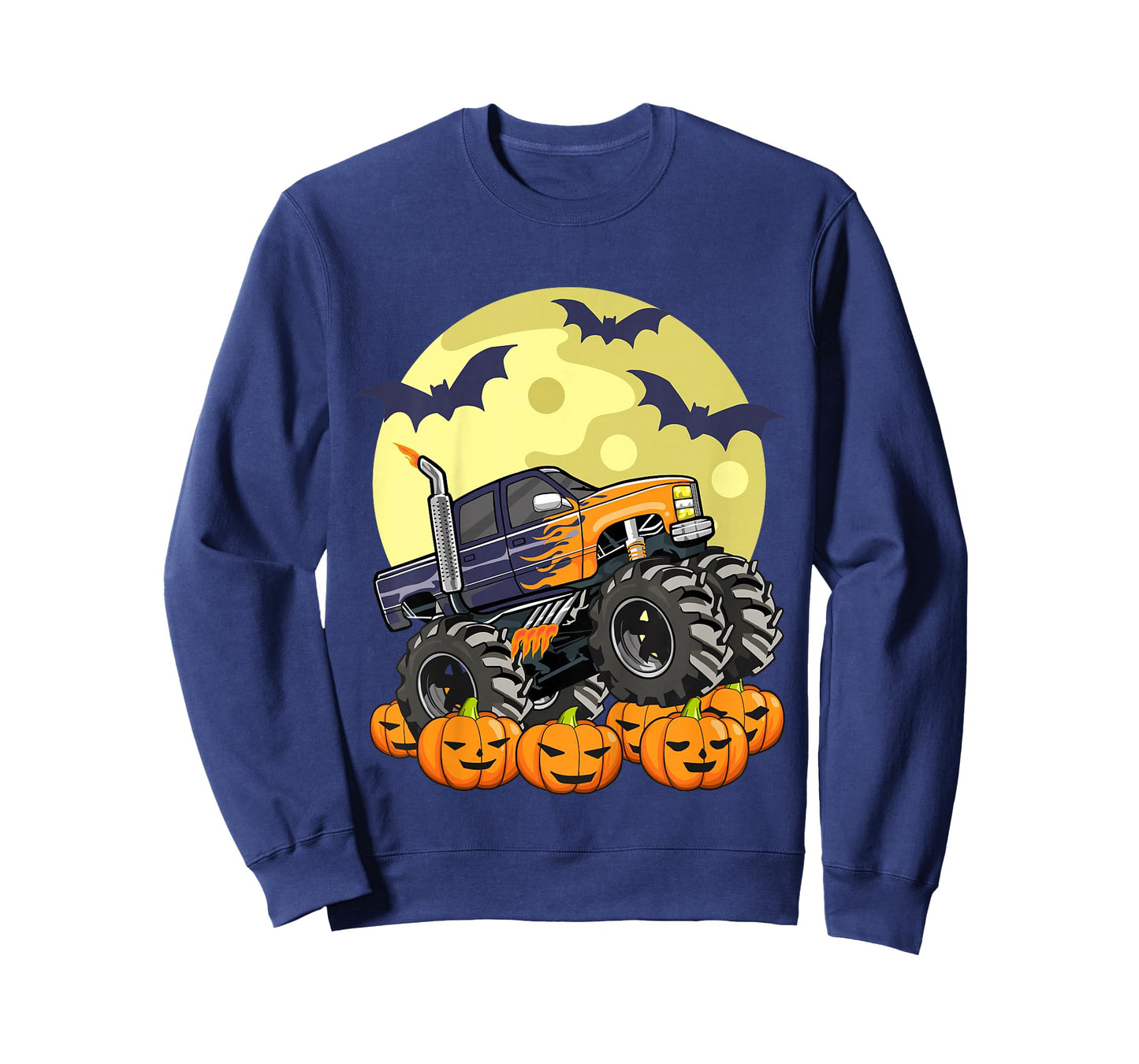 Kids Monster Truck Halloween Jack O Lantern Moon Pumpkin Toddler T-Shirt