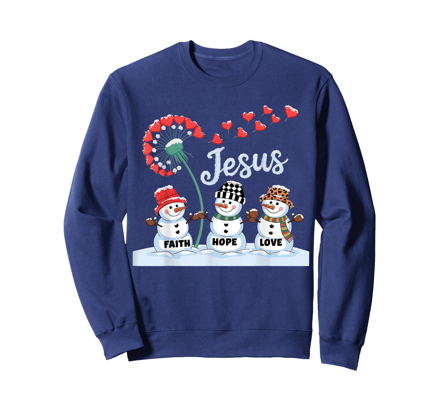 Jesus Faith Hope Love Snowman Plaid Leopard Christmas Women T-Shirt
