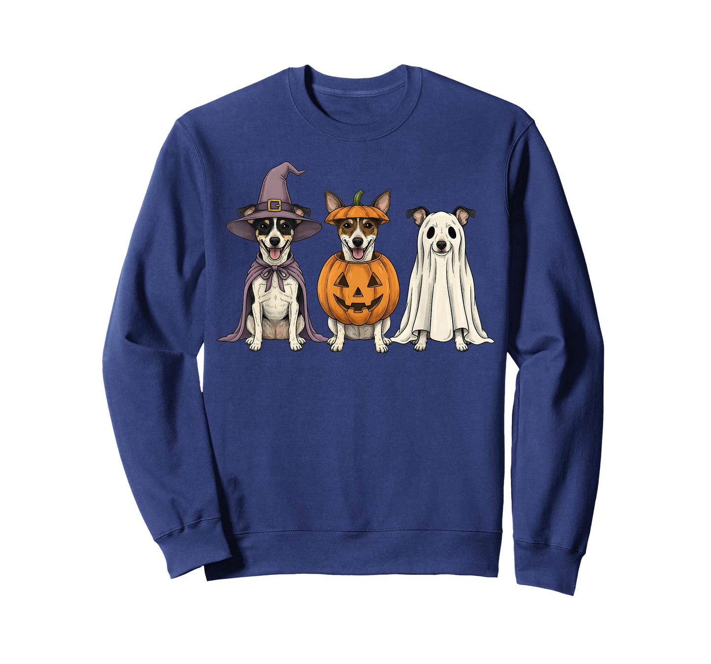 Spooky Ghost Rat Terrier Pumpkin Halloween Dog Lover T-Shirt