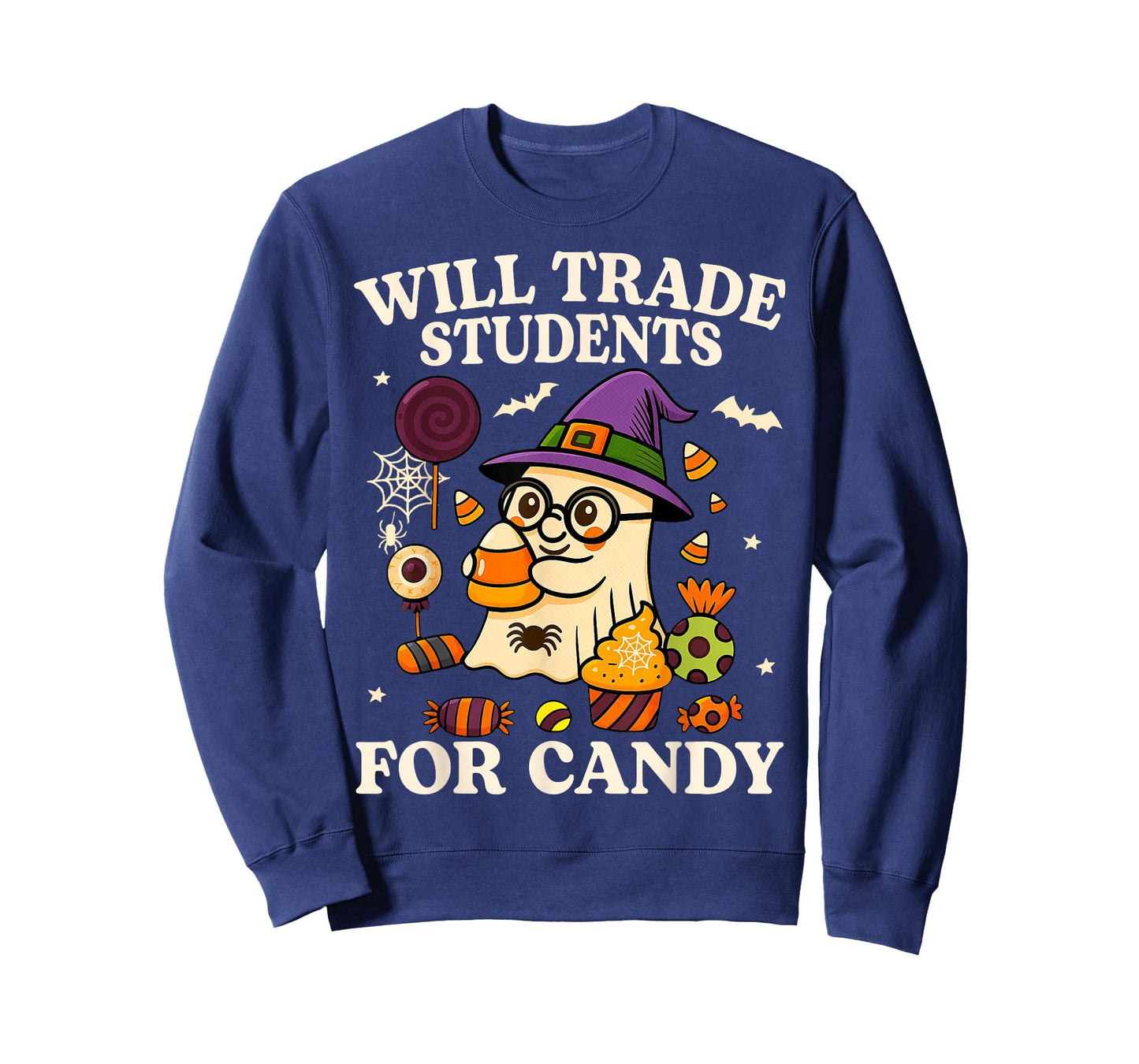 Will Trade Students For Candy Teacher Ghost Halloween Funny T-Shirt