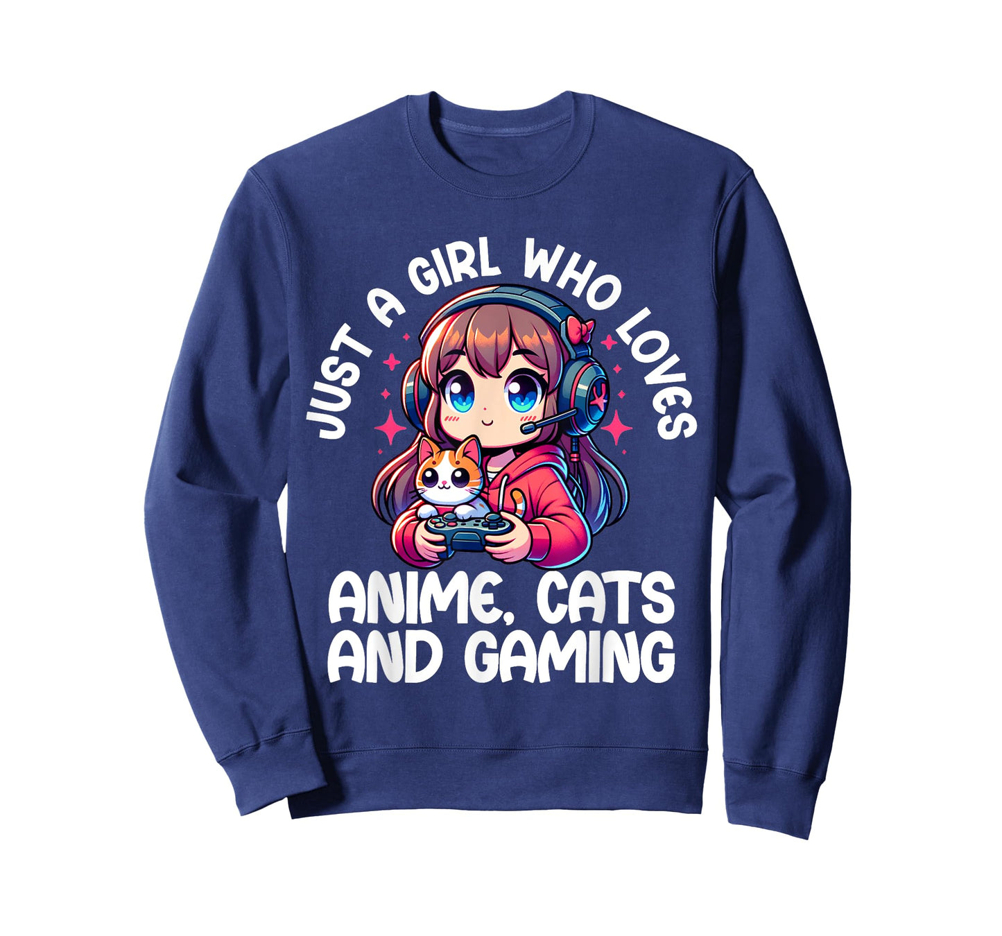 Just A Girl Who Loves Anime Cats And Gaming. Anime Cats T-Shirt
