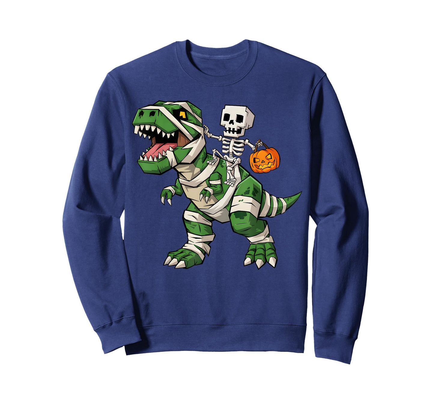 Skeleton Riding Mummy Dinosaur T rex Halloween Funny Gamer T-Shirt