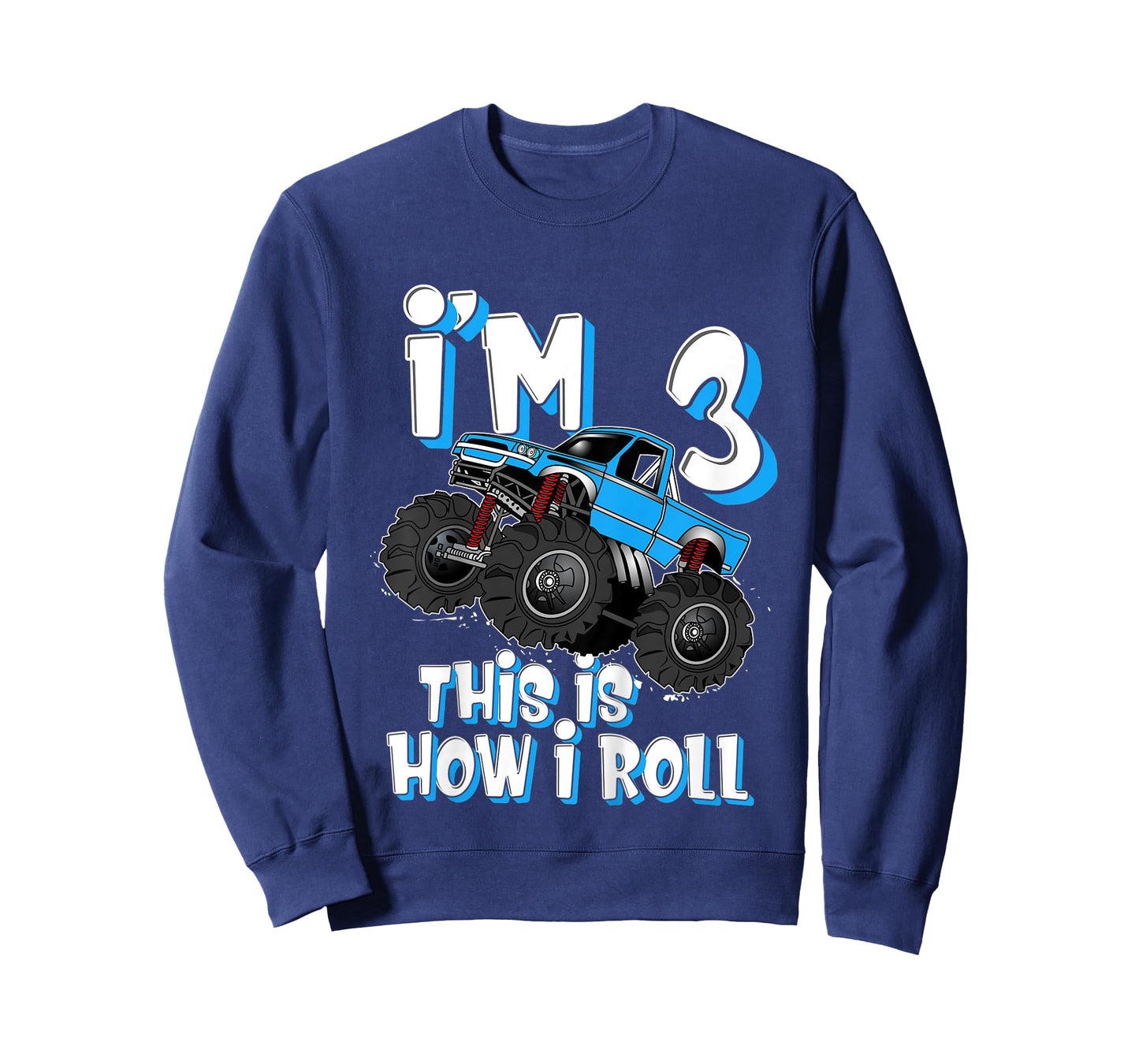 Kids Monster Truck I'm 3 This is How I Roll 3rd Birthday Party T-Shirt
