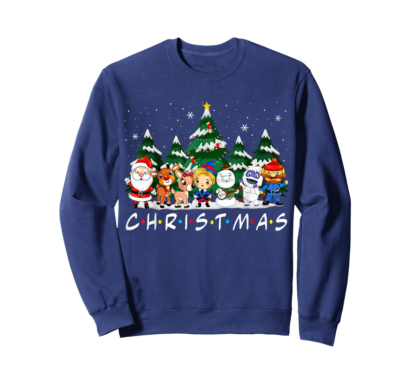 Friends Christmas Santa Rudolph Snowman Family Pajama Xmas T-Shirt