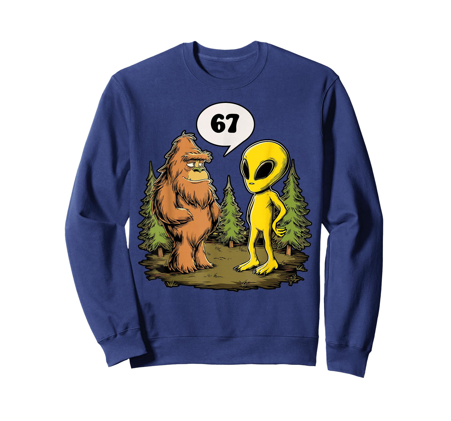Funny 67 Meme Six Seven Bigfoot Alien T-Shirt