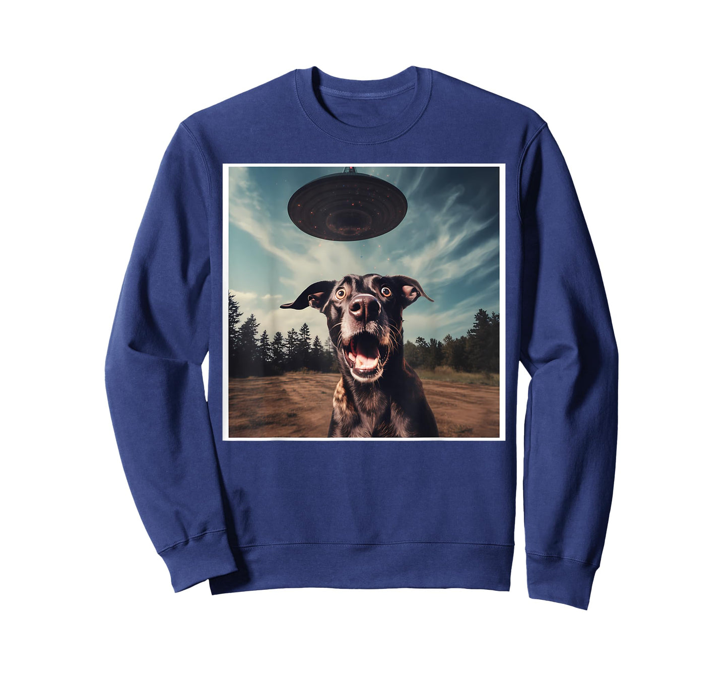 Dog Selfie with UFOs Alien Extraterrestrial UFO Believer Men Women T-Shirt