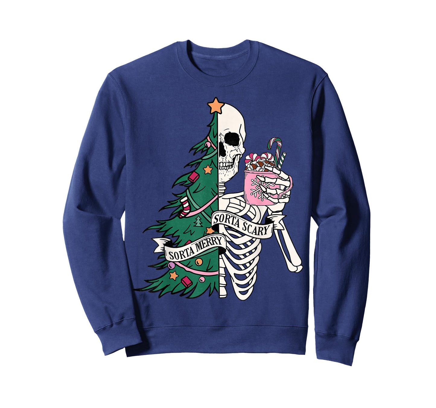 Funny Christmas Sorta Merry Sorta Scary Skeleton Xmas Tree T-Shirt