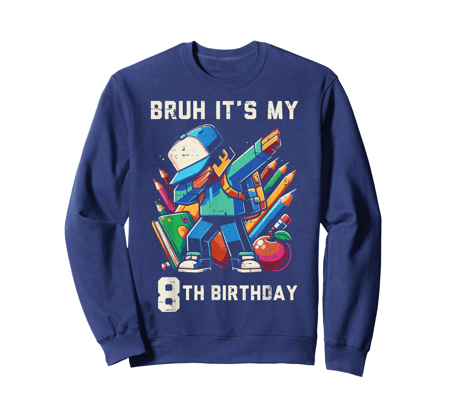 Bruh Its My 8th Birthday Pixel Dab 8 Bday Gamer Boys Kids T-Shirt