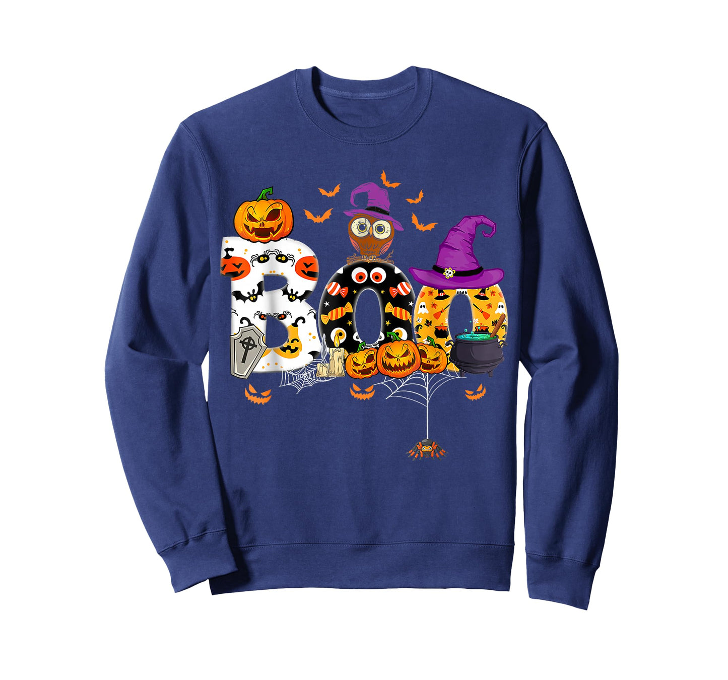 Boo Creepy Owl Pumpkin Ghost Halloween Men Women Kids T-Shirt