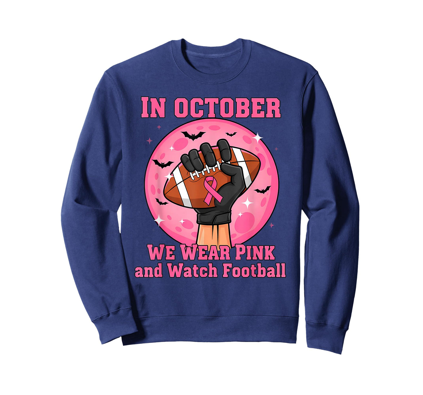 in October We Wear Pink Football Breast Cancer Awareness Men T-Shirt