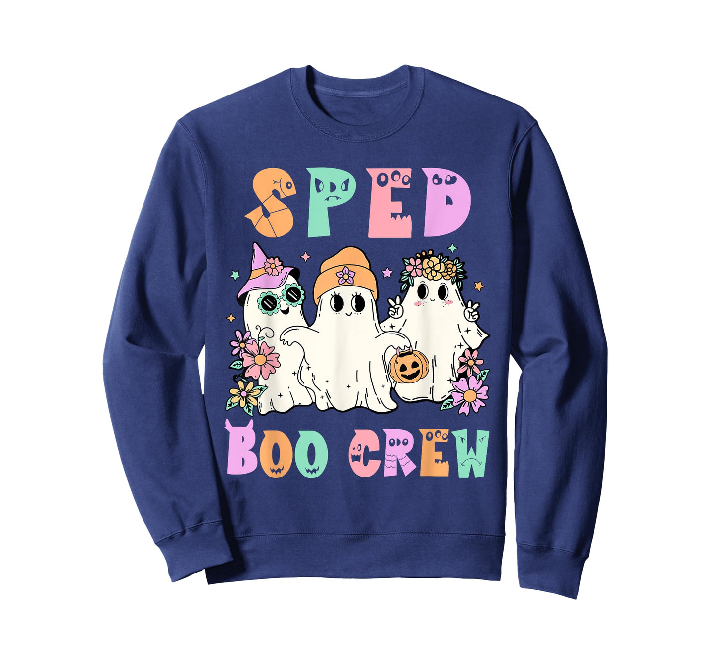 Floral SPED Boo Crew Halloween Ghost Special Ed SPED Teacher Men Women T-Shirt