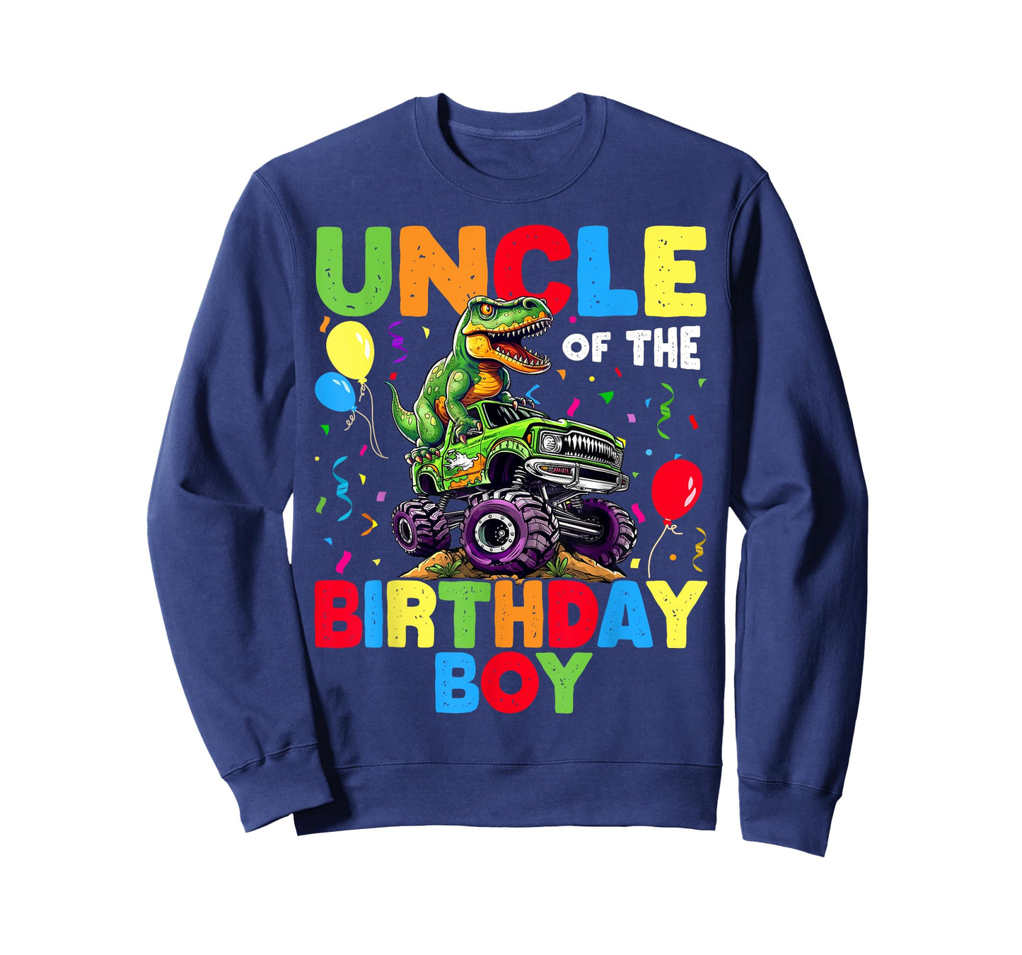 Uncle Of The Birthday Boy Dinosaur T-Rex Monster Truck T-Shirt