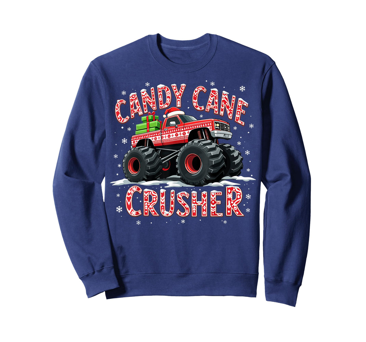 Christmas Candy Cane Crusher Xmas Monster Truck T-Shirt