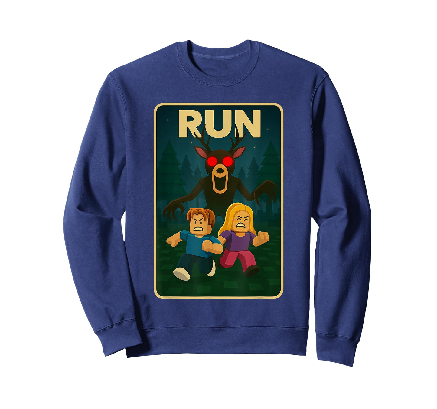 Run - 99 Nights Halloween Gamer Deer in The Forest Kids Meme T-Shirt