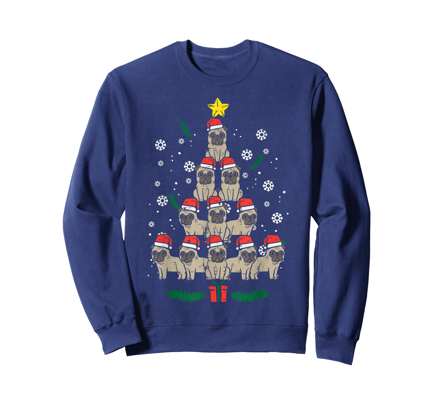 Pug Christmas Tree Dog Xmas Men Women Kids T-Shirt