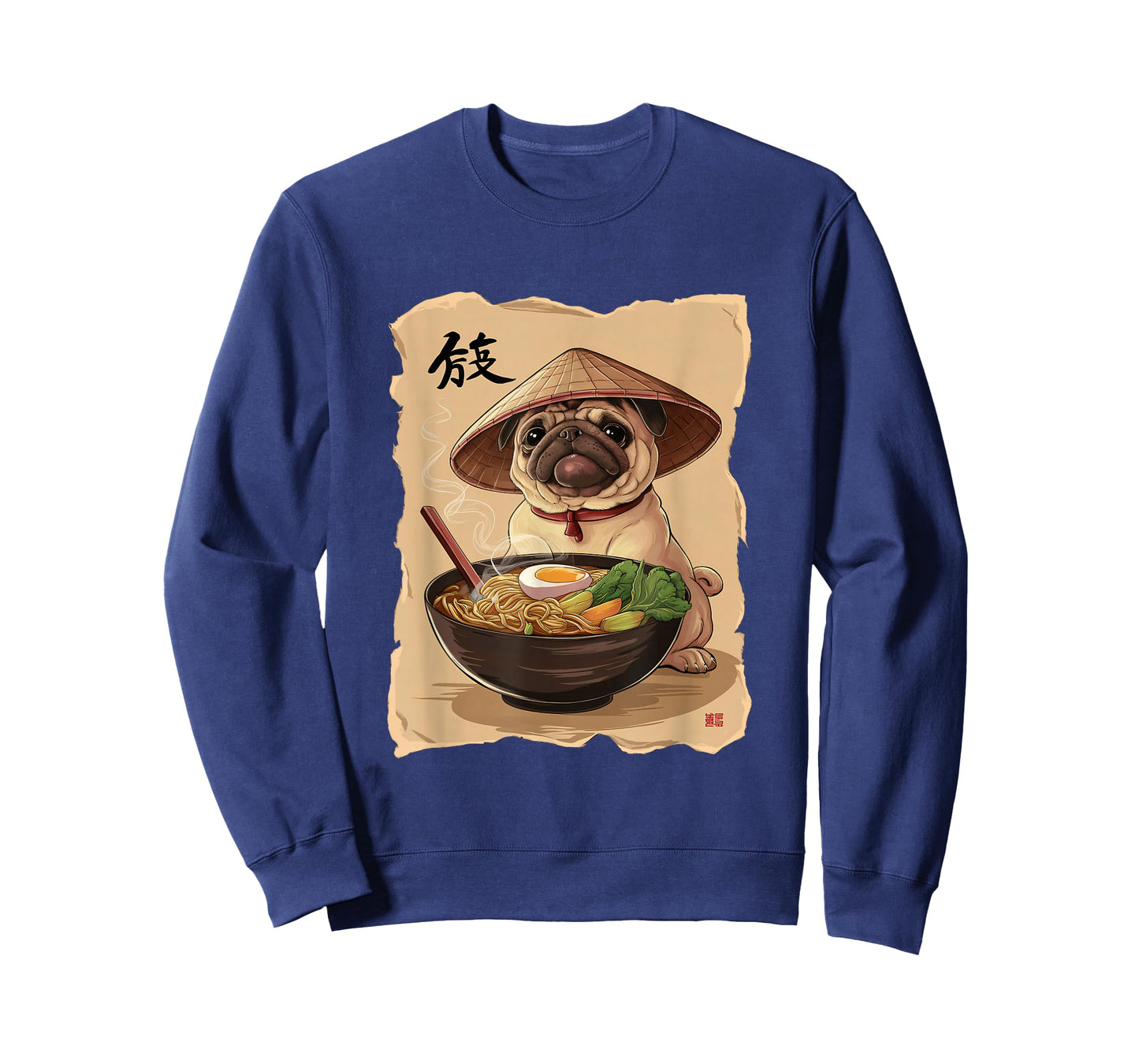 Men Woman Kawaii Eating Ramen Japanese Pug T-Shirt