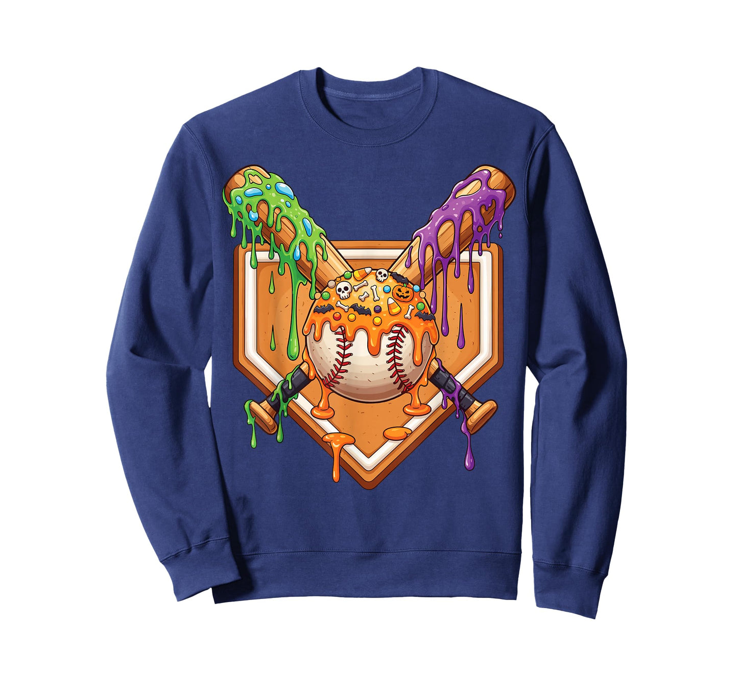 Baseball Drip For Boys Ice Cream Drip Halloween Baseball T-Shirt