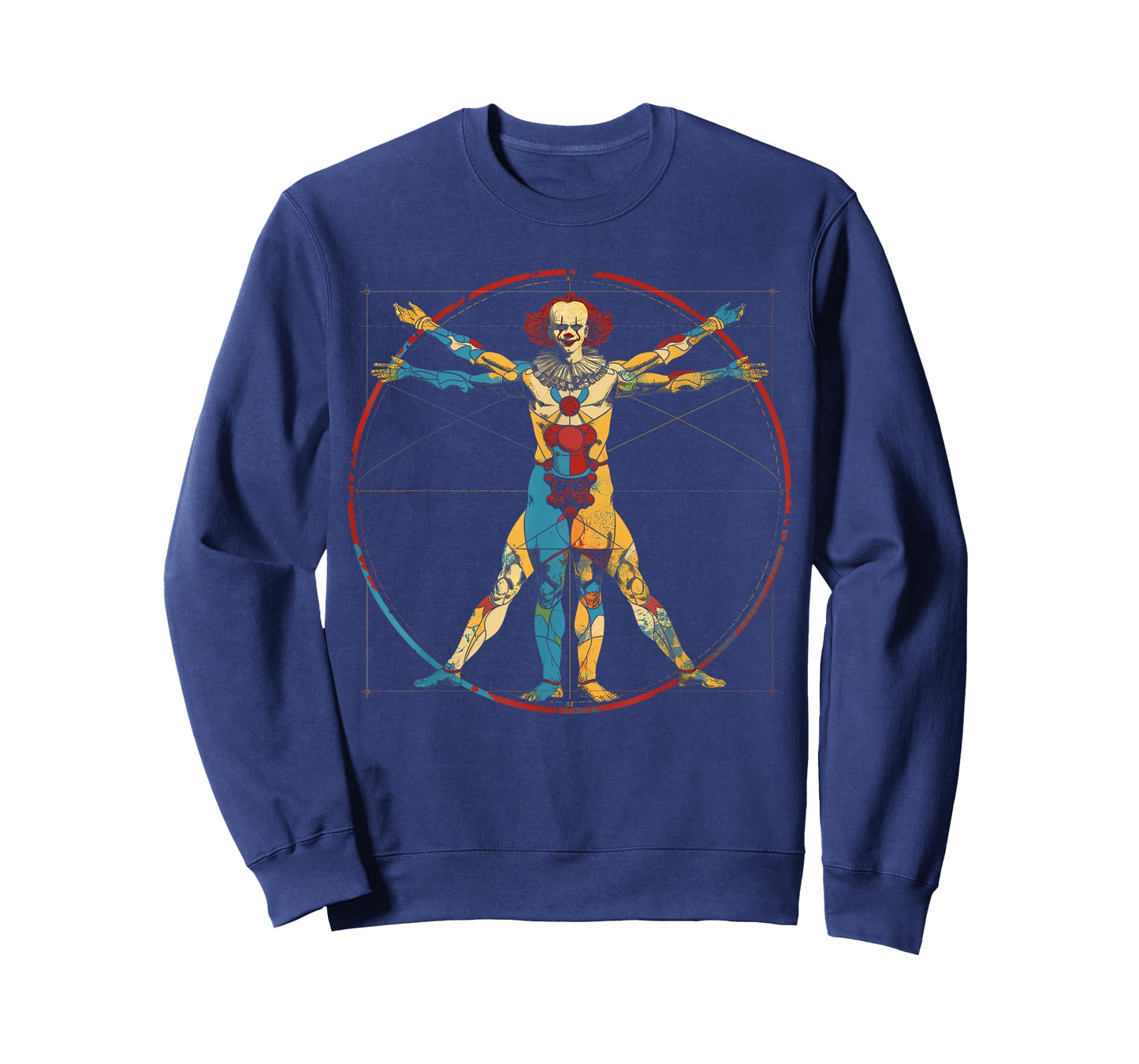 Clowncore Aesthetic Vitruvian Man Clown Creepy Goth T-Shirt