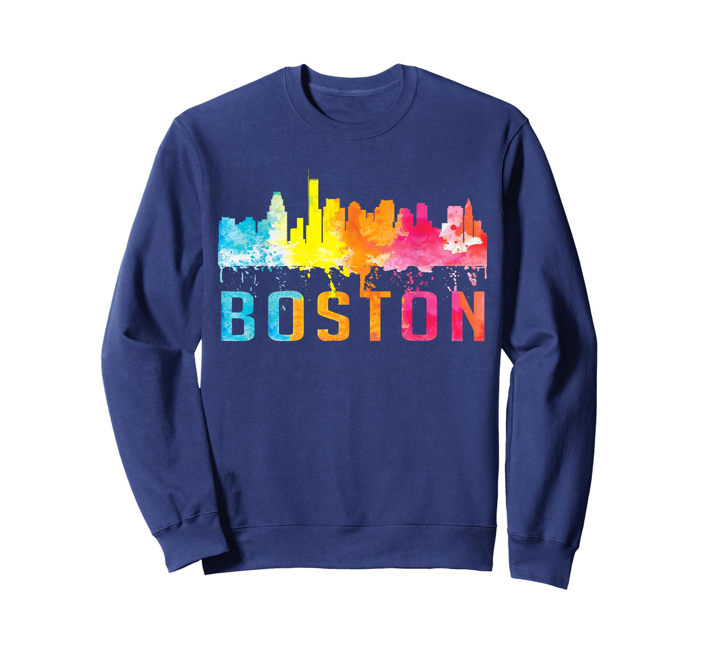 Boston Massachusetts Retro Watercolor Skyline Souvenir T-Shirt