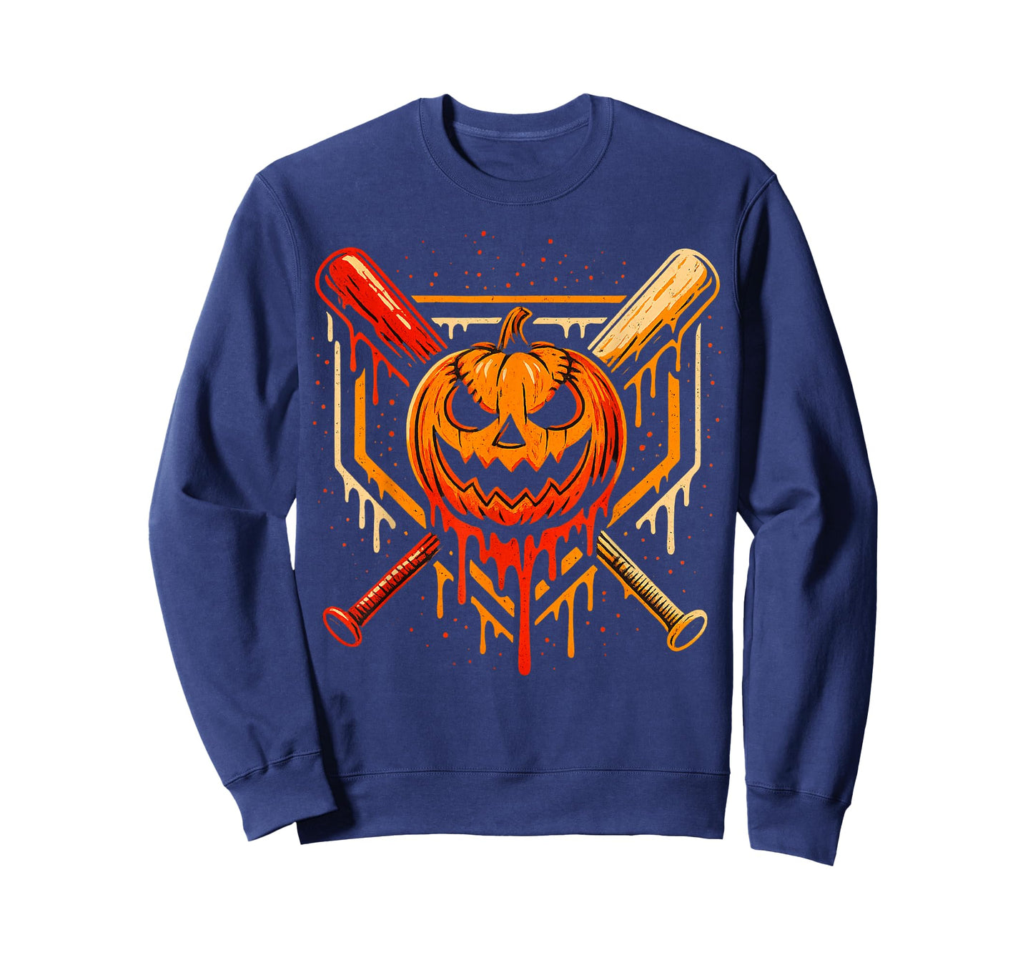 Pumpkin Halloween Baseball Ice Cream Drip Spooky Boys Youth T-Shirt