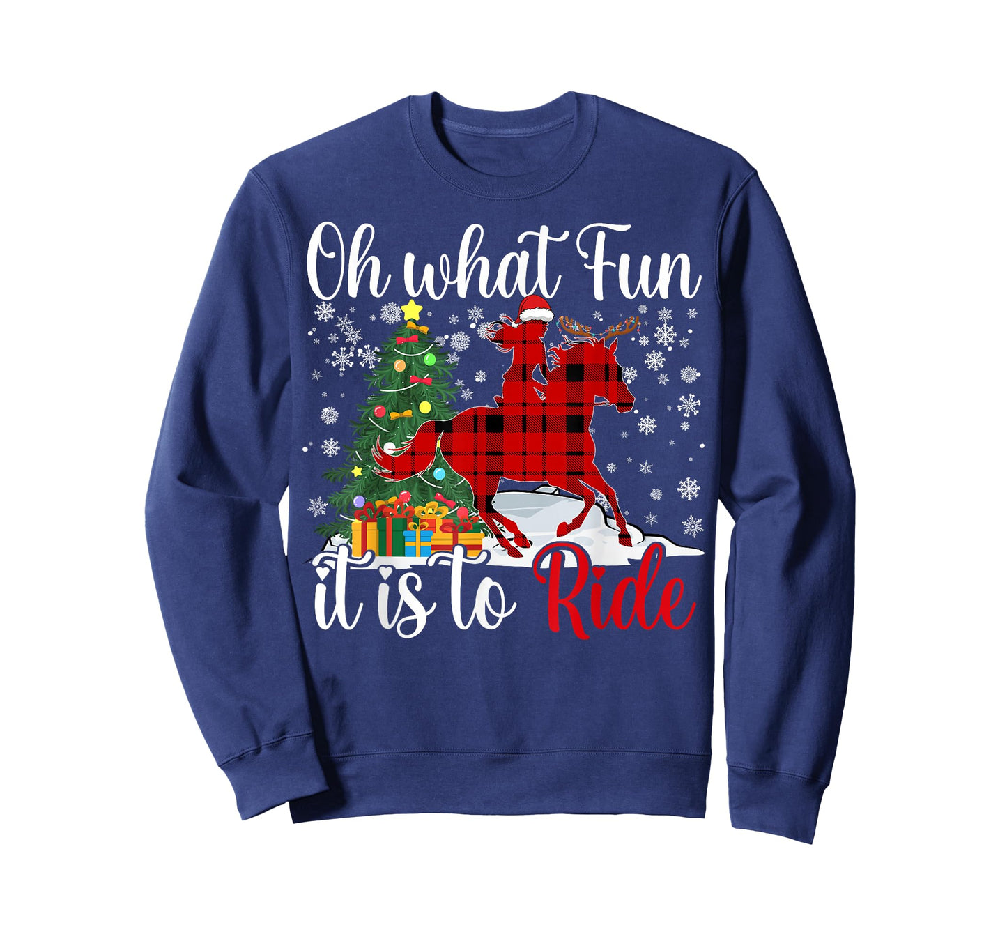 Horse Oh What Fun It Is To Ride Christmas Xmas Girls Women T-Shirt