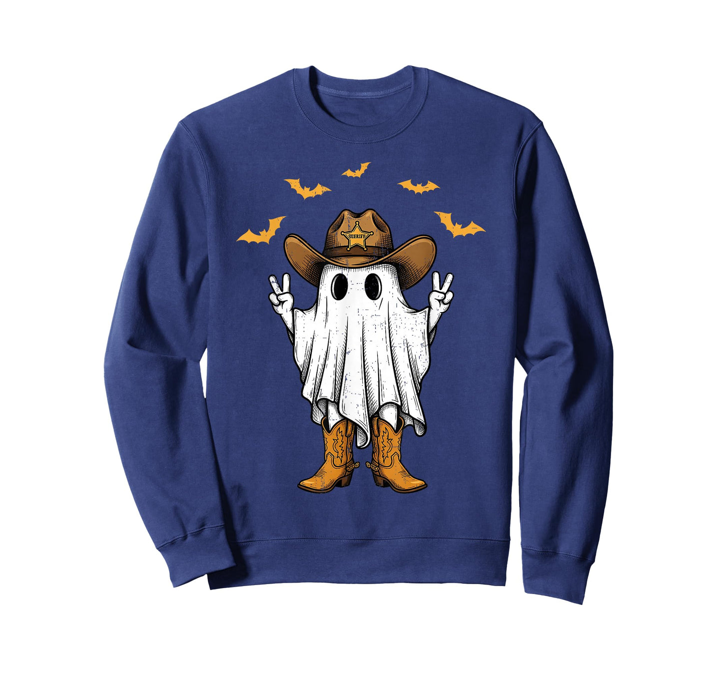 Cute Cowboy Ghost Sheriff Peace Funny Halloween Men Women T-Shirt