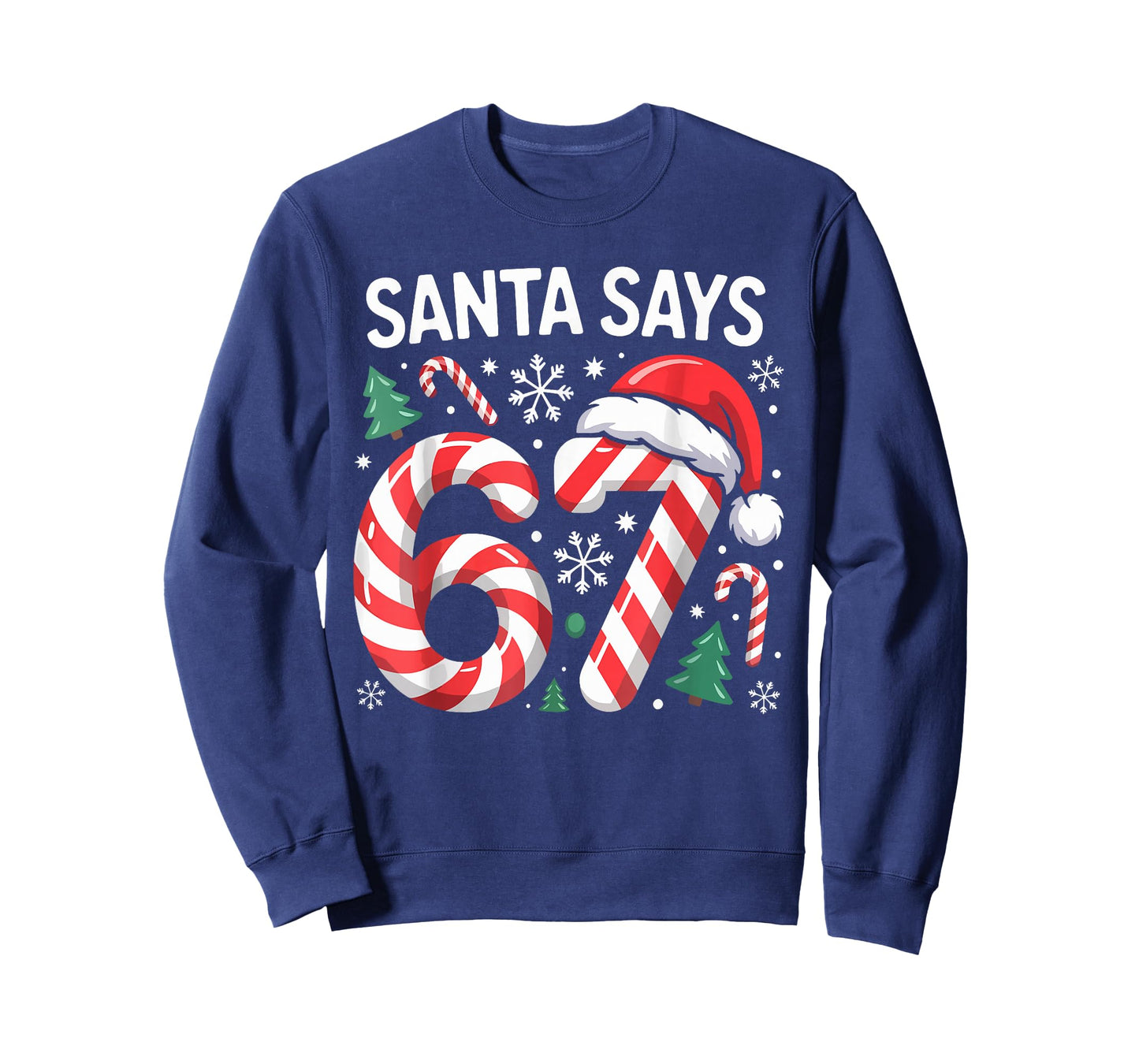 Matching Christmas Candy Cane Six Seven Santa Says 6 7 T-Shirt
