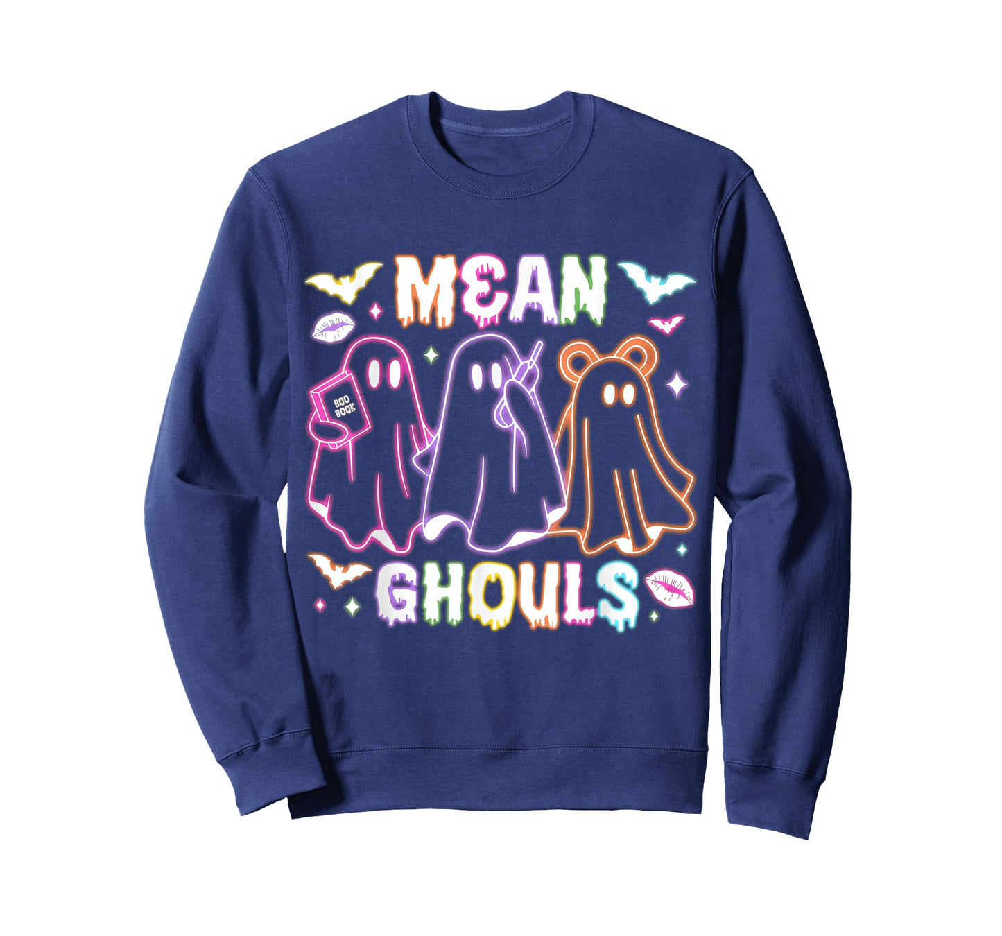 Cute Ghost Mean Ghouls Neon Halloween Spooky Season Costume T-Shirt