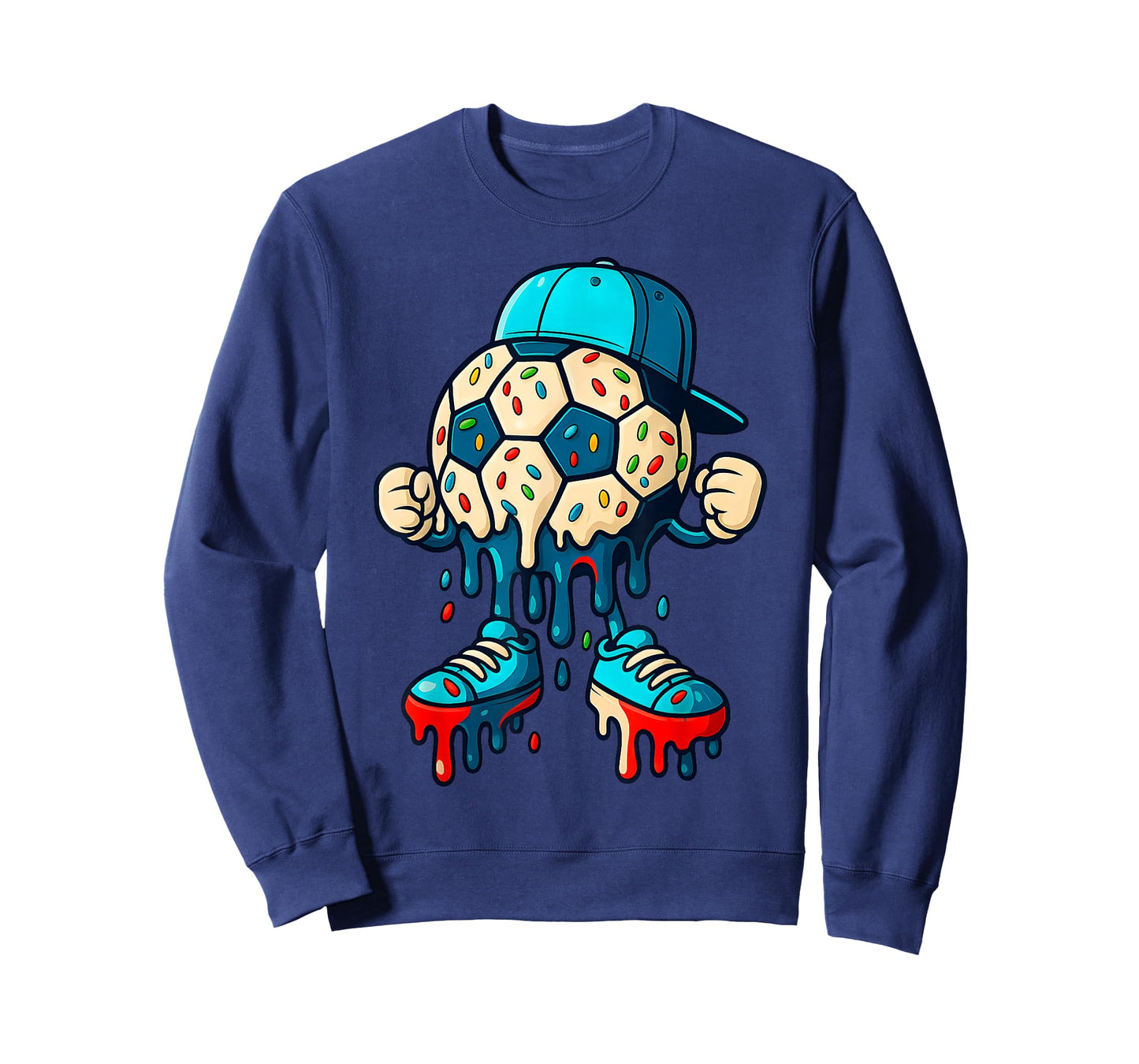 Soccer Ball Drip Ice Cream Character Men Women Girls Kids T-Shirt