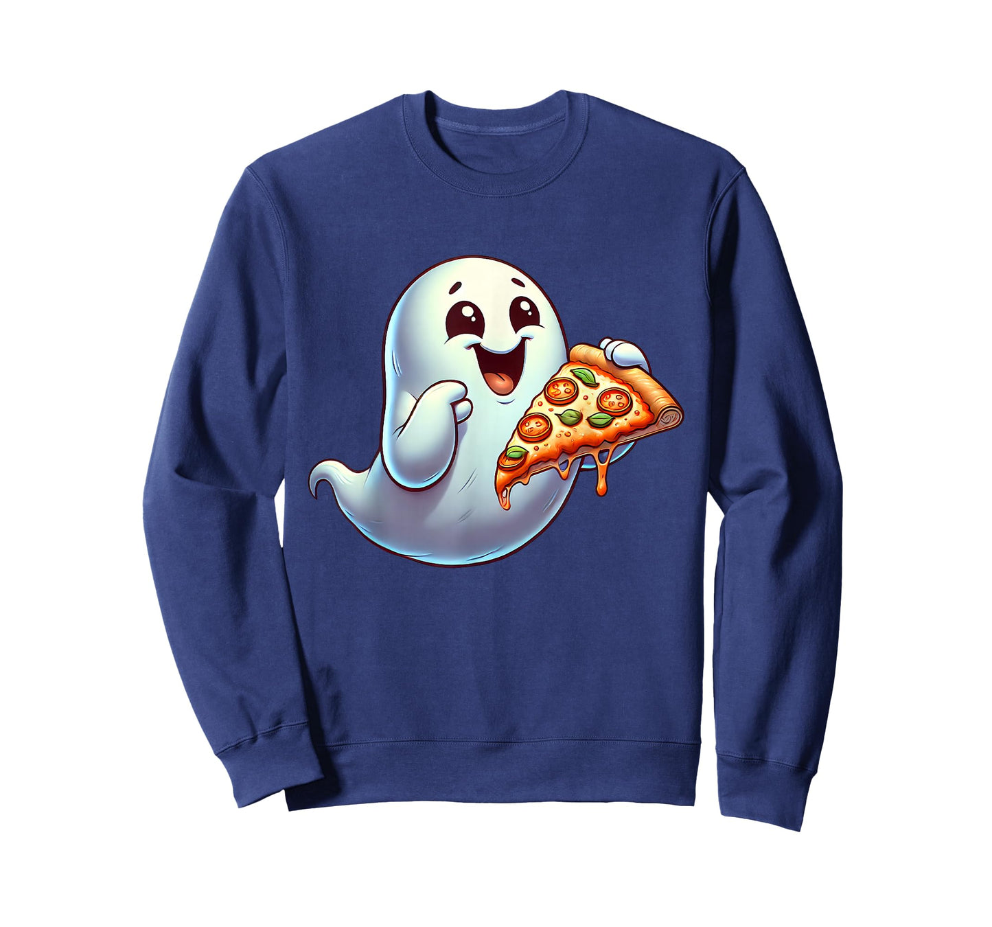 Ghost Eating Pizza Halloween Men Women Kids T-Shirt