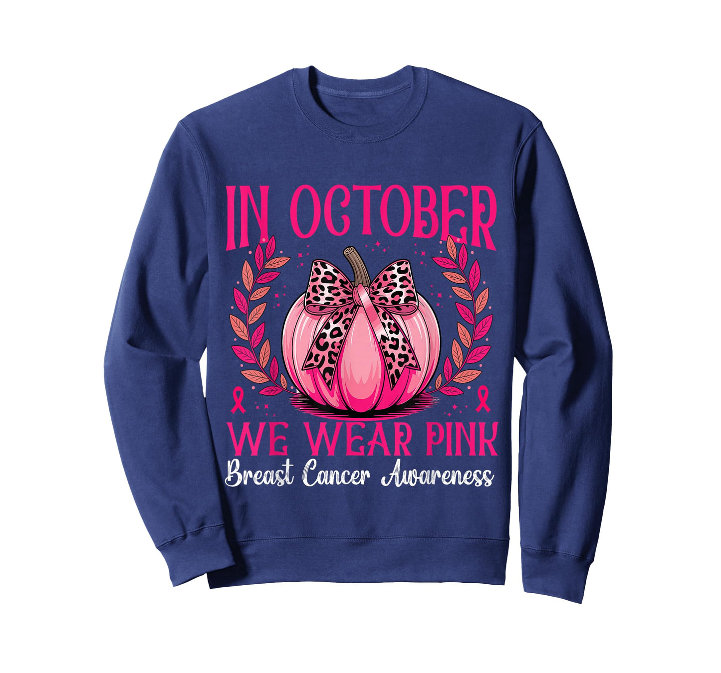 in October We Wear Pink Pumkin Witch Breast Cancer Awareness T-Shirt