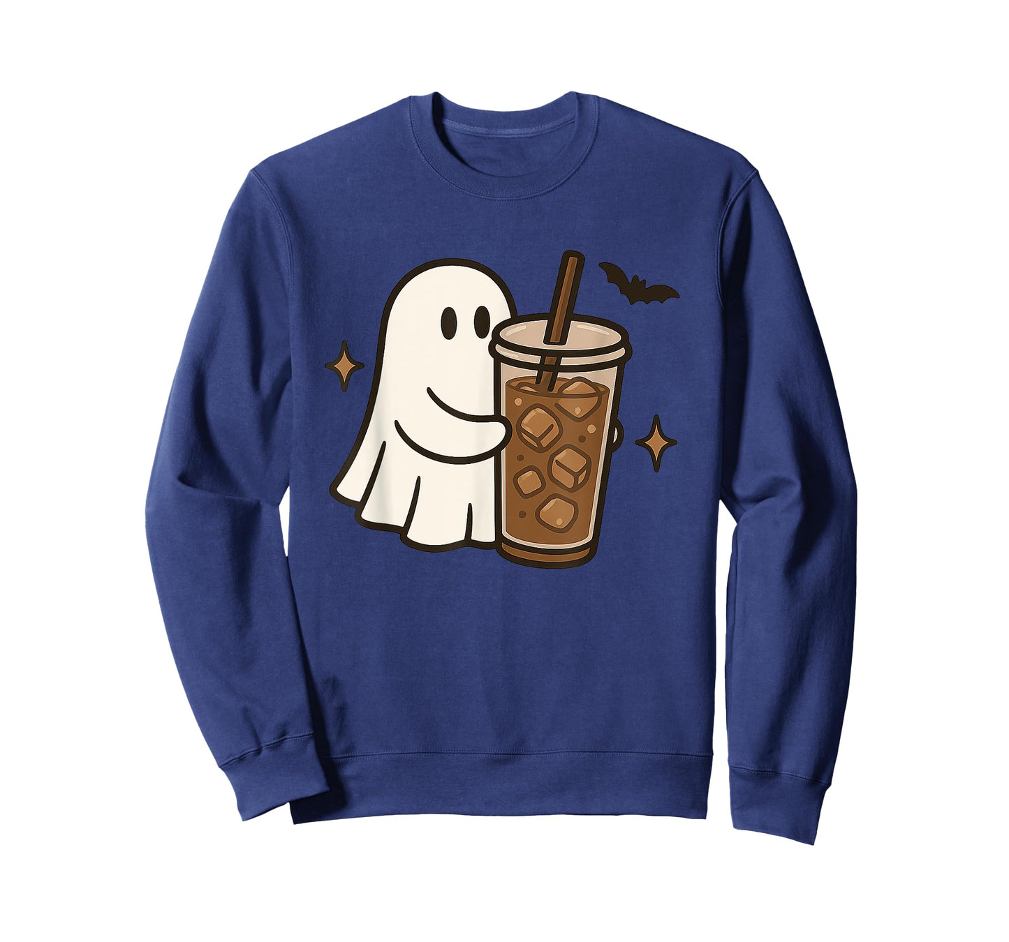 Cute Ghost Holding Iced Coffee Halloween Aesthetic Fall T-Shirt