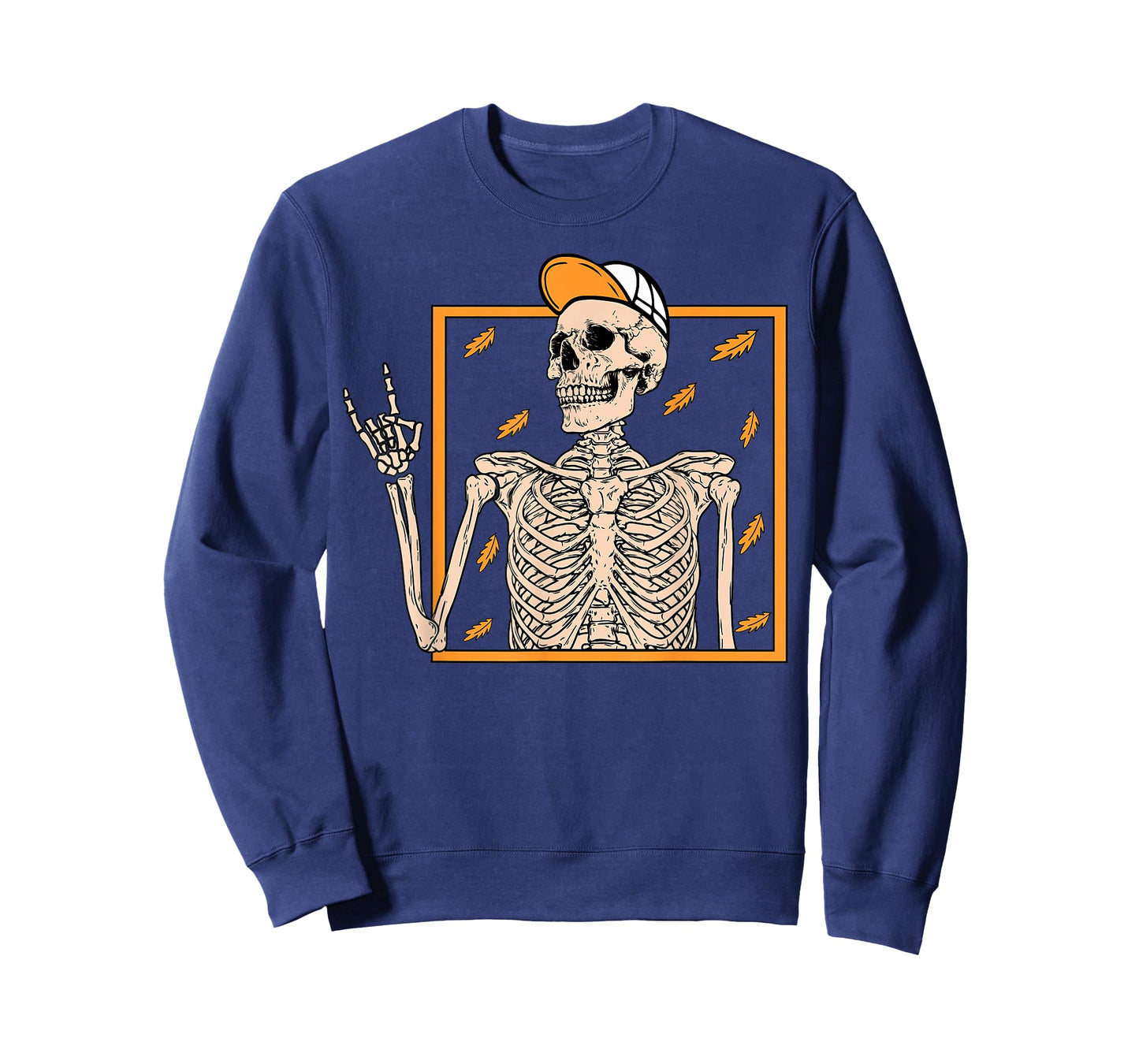 Vintage Halloween Skeleton Rock On Hand Skeleton Men Boys T-Shirt