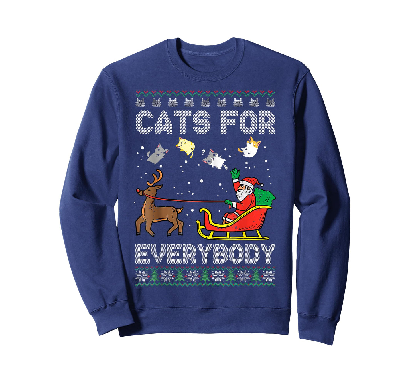 Santa Cats For Everybody Christmas Cat Pajamas Women Men T-Shirt