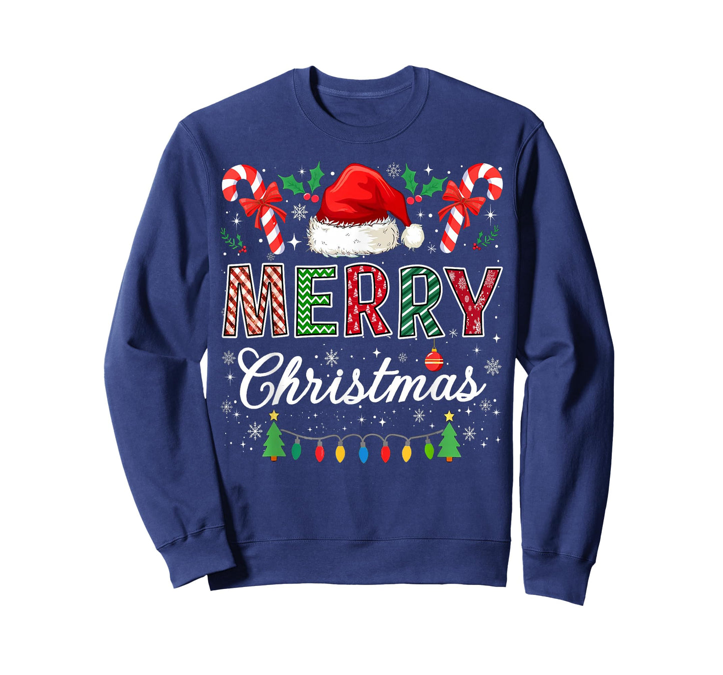 Merry Christmas Xmas Lights Matching Family Men Women Kids T-Shirt