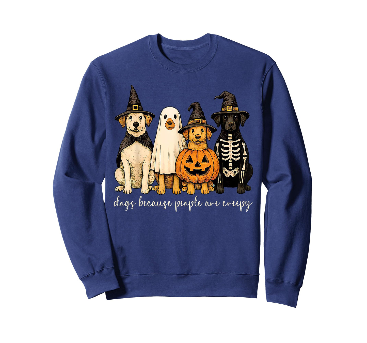 Funny Dogs Witchy Ghosts Because People Are Creepy Halloween T-Shirt