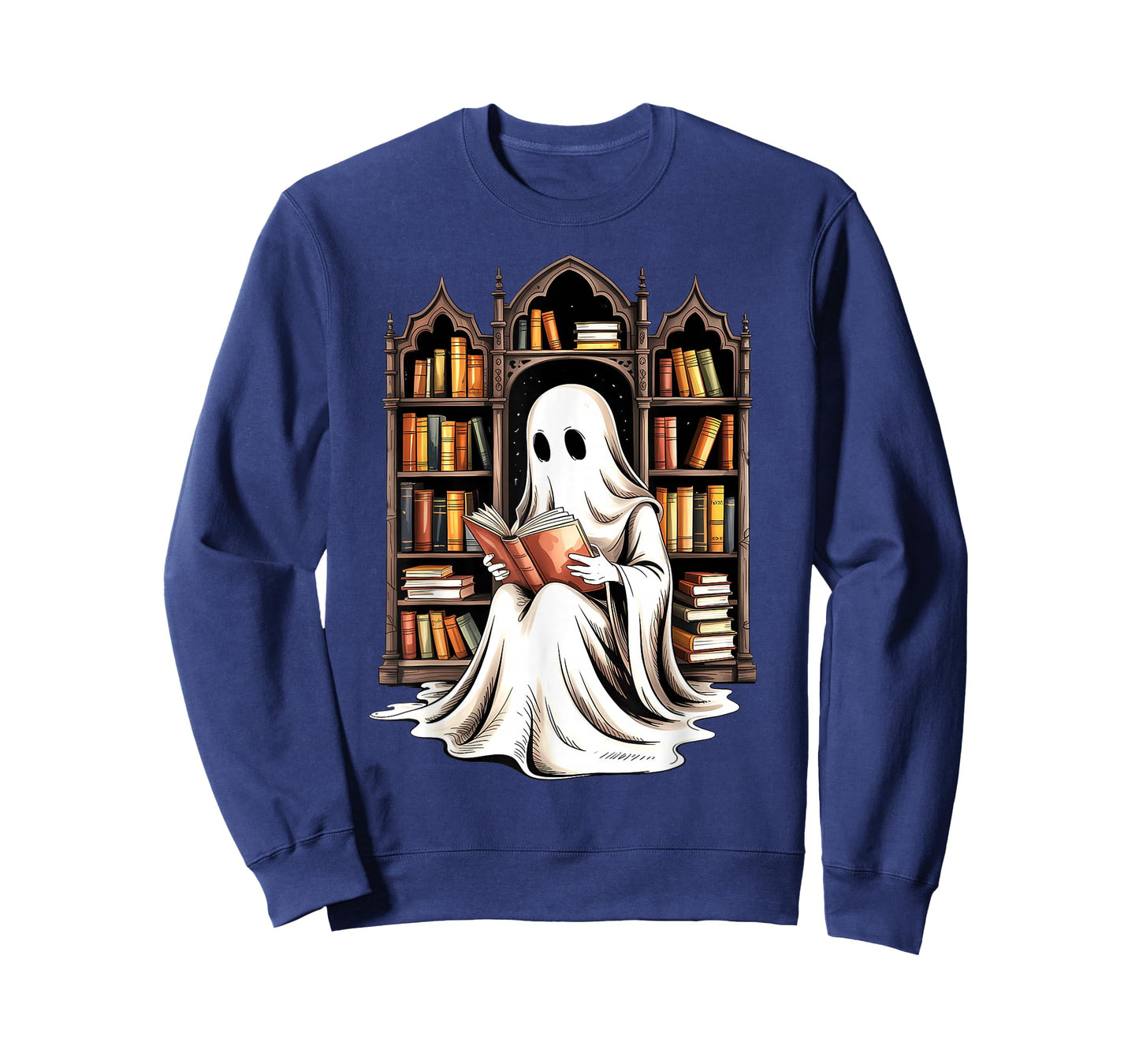 Reading Ghost Spooky Library Funny Halloween Teacher T-Shirt