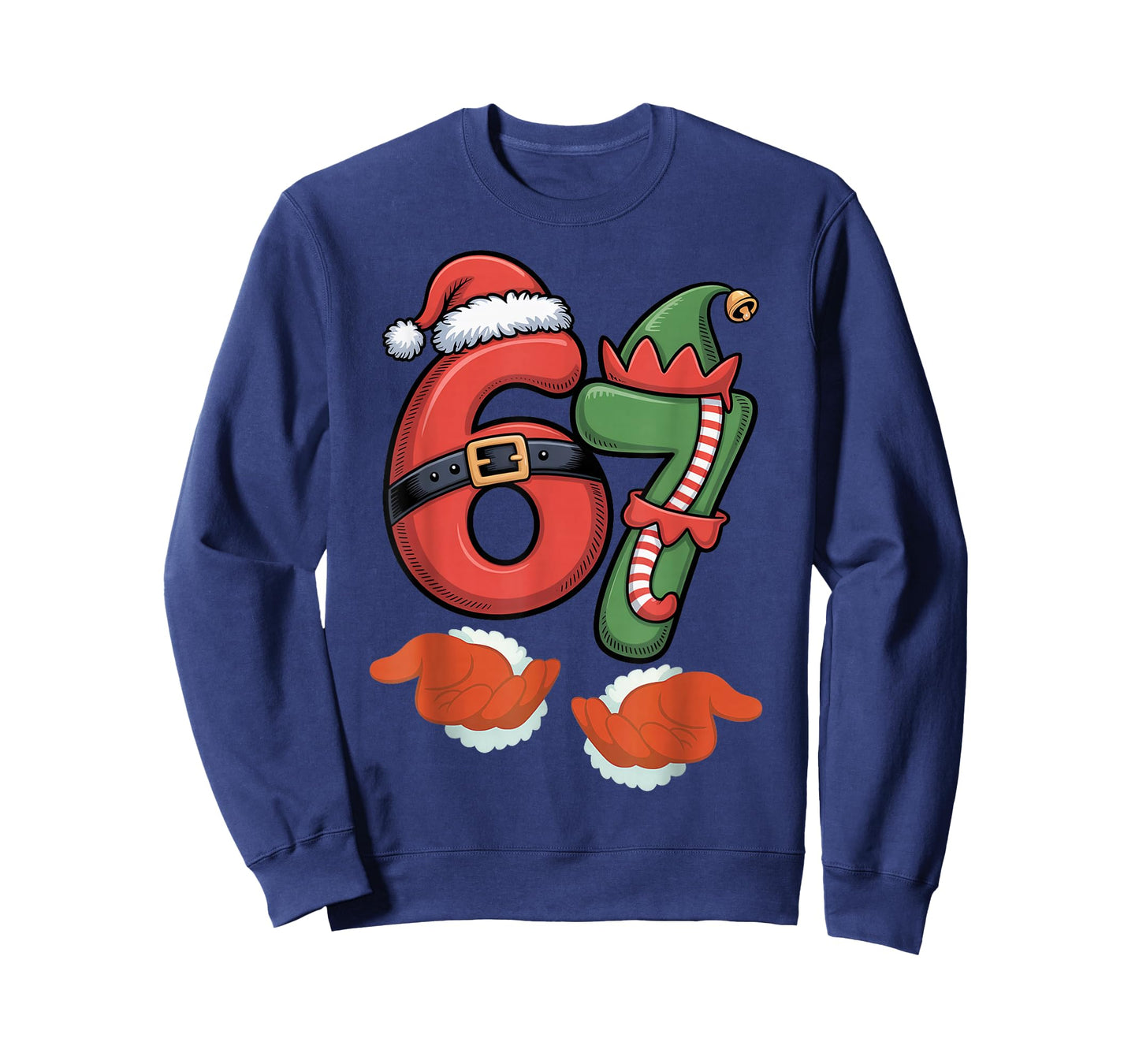 Viral 67 Christmas 67 Meme Santa Elf - SIX Seven Santa Hand T-Shirt