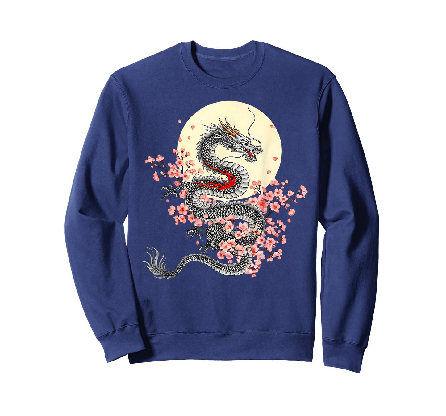 Japanese Dragon Sakura Moon Asian Cherry Blossoms Dragon T-Shirt