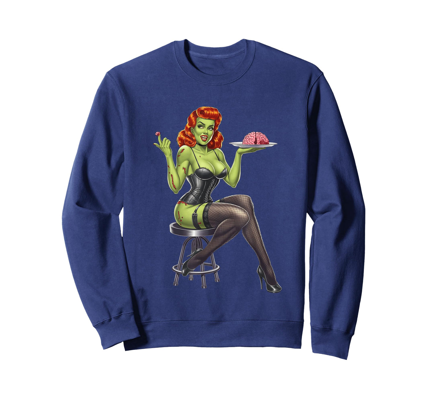 Retro Zombie Pin Up Girl Burlesque Vintage Horror Halloween T-Shirt