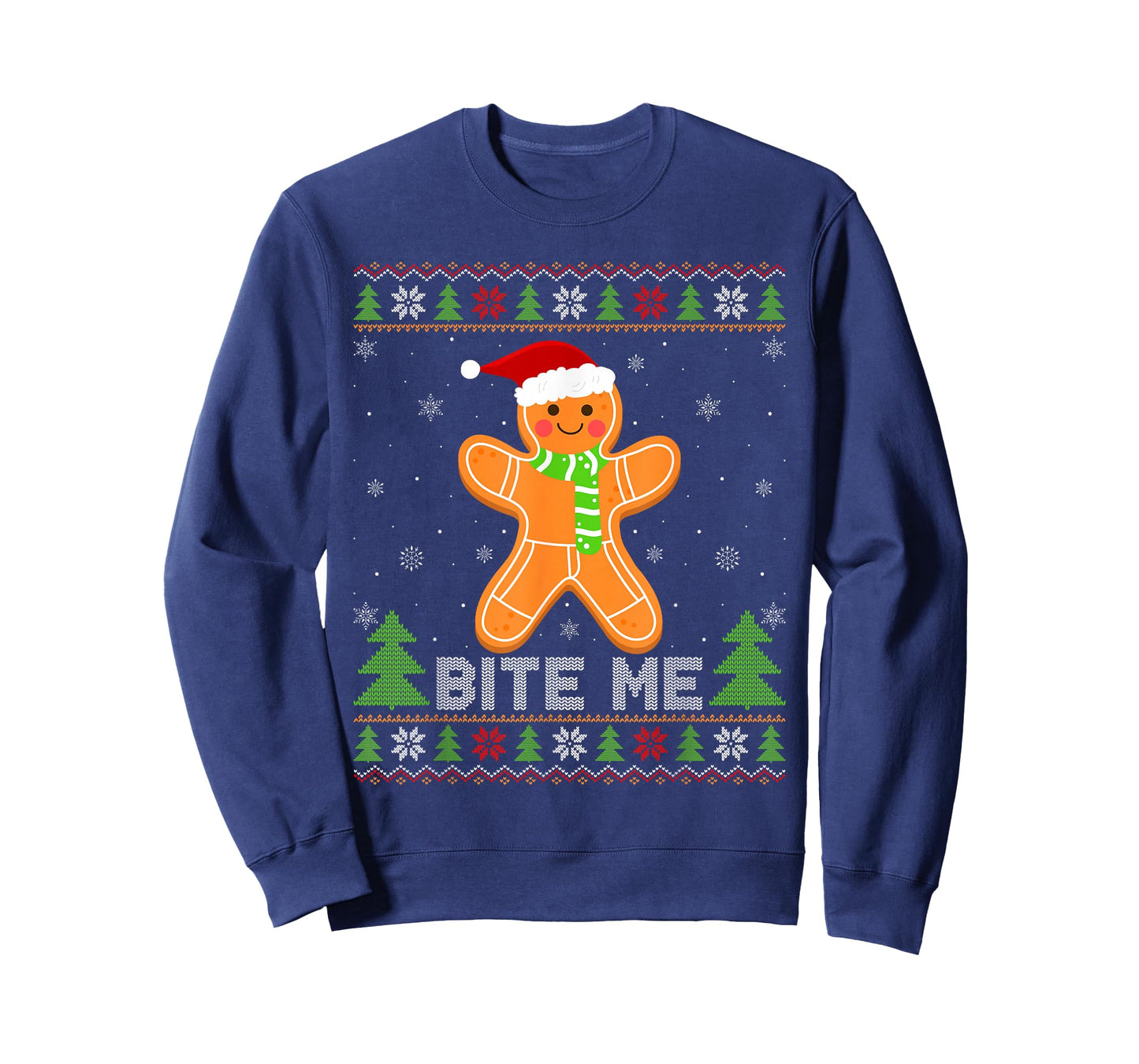 Bite Me Funny Gingerbread Cookie Ugly Christmas Sweater Xmas T-Shirt