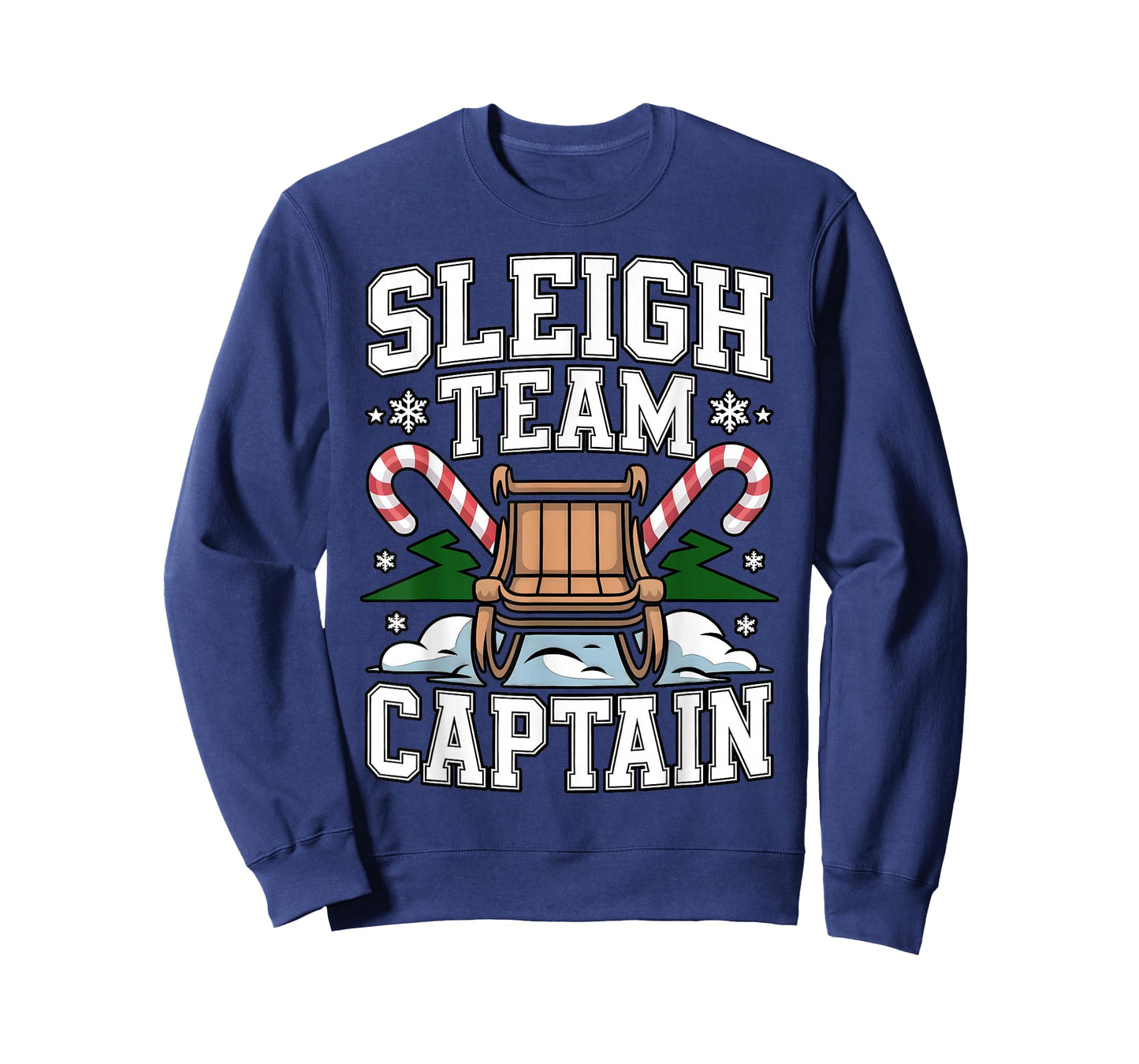 Sleigh Team Captain Christmas Candy Cane Crew Lights Funny T-Shirt