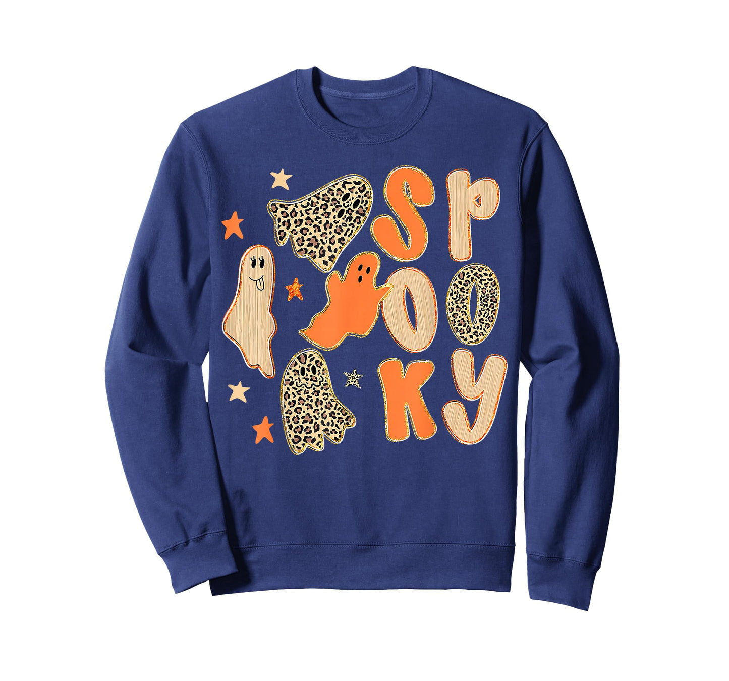 Preppy Leopard Halloween Horror Spooky Season Ghost Boo Girl T-Shirt