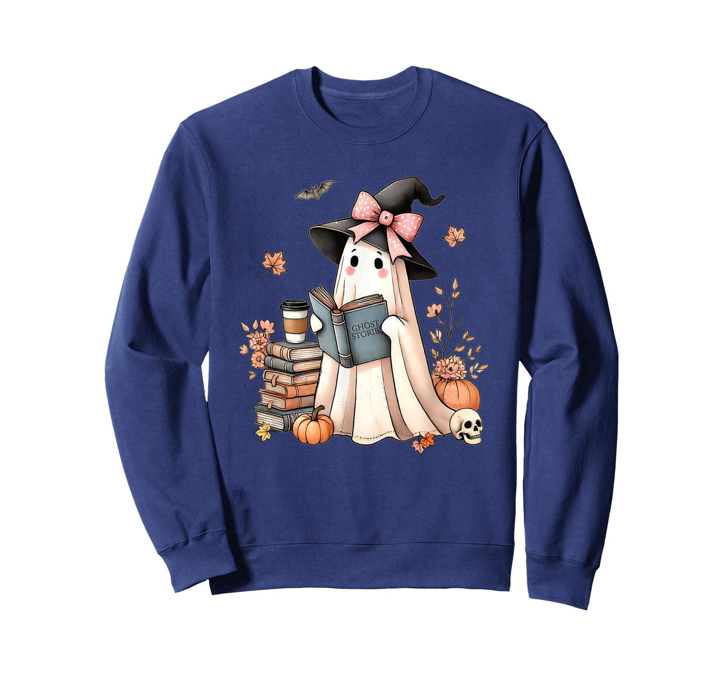 Cute Ghost Reading Book Librarian Book Lover T-Shirt