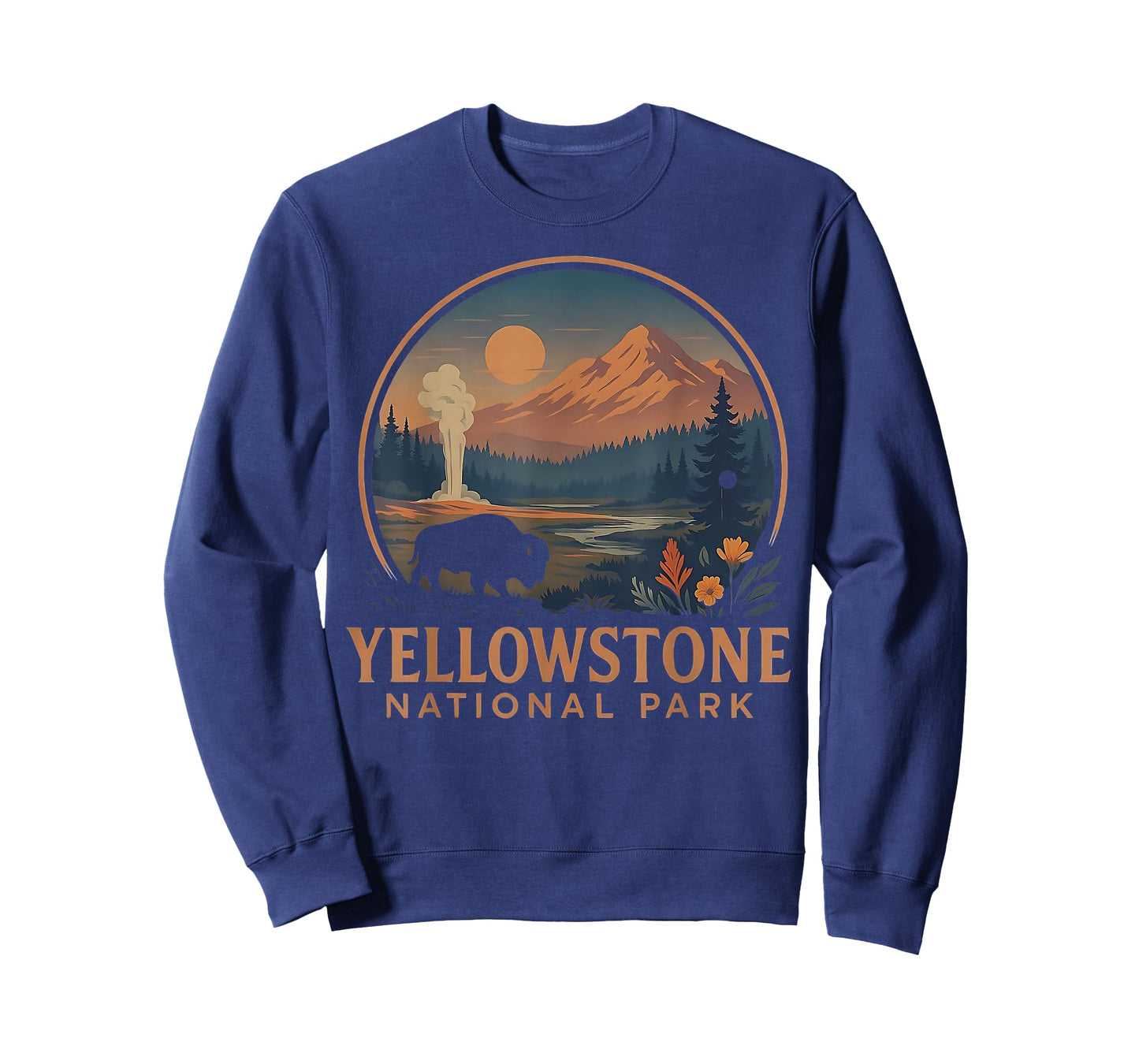 Yellowstone National Park US Bison Vintage Hiking Camping T-Shirt