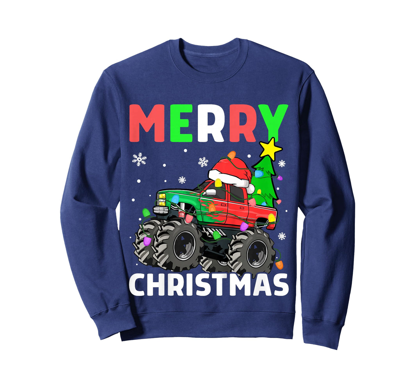 Kids Boys Merry Christmas Monster Truck Santa Hat Toddler Kids T-Shirt