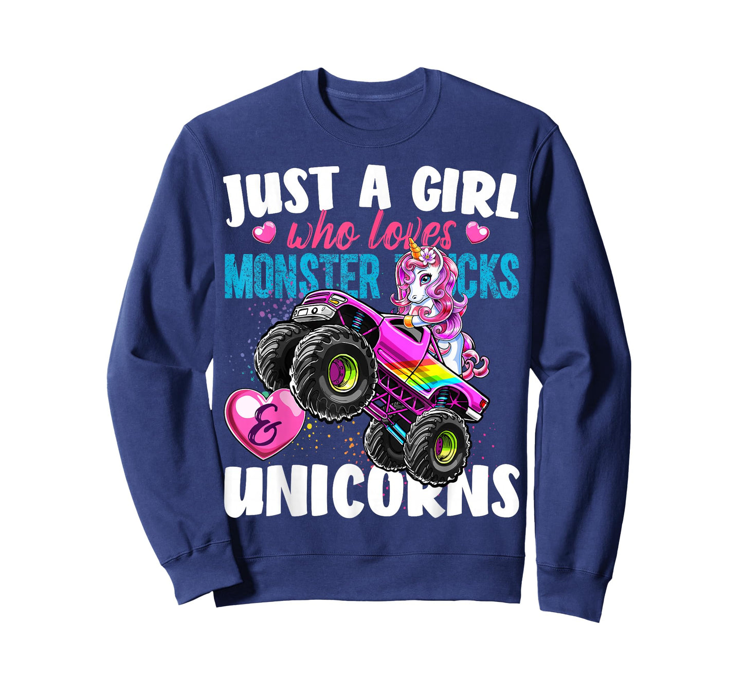 Just a Girl Who Loves Monster Trucks and Unicorns Gift Girls T-Shirt