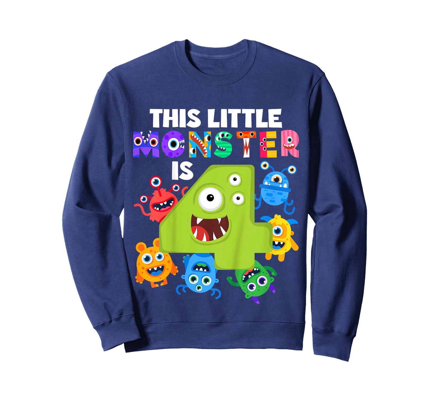 This Little Monster is 4 Four Years 4th Birthday Party Alein T-Shirt