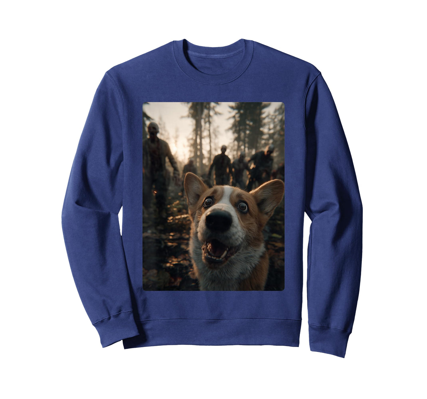 Funny Corgi Selfie with Zombies Spooky Forest Halloween Dog T-Shirt
